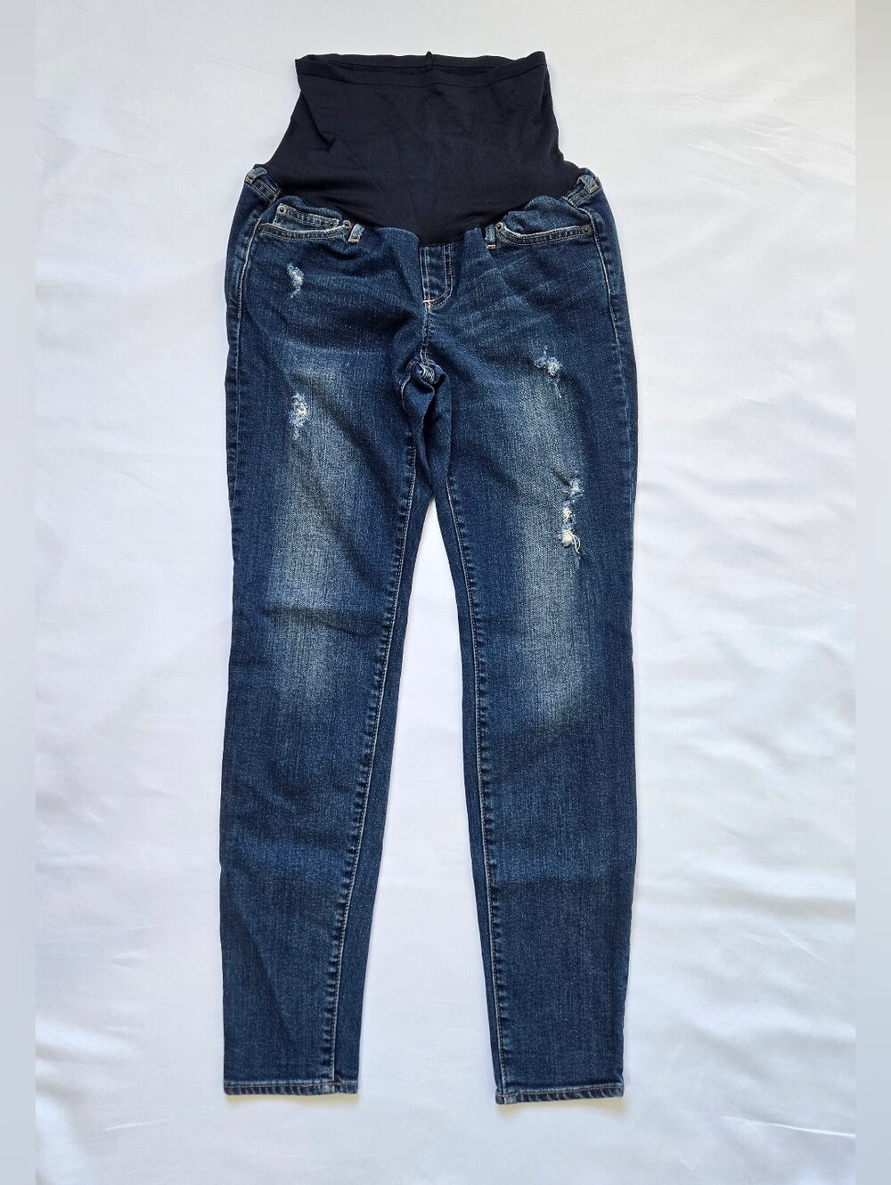Gap Maternity Authentic True Skinny Jeans 27(S)  Distressed Full Panel Dark Wash